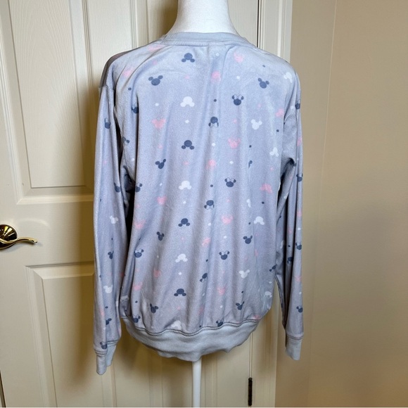 Disney Velour Pajama Top Pastel Mickey and Minnie Silhouette Size Large - Picture 4 of 8